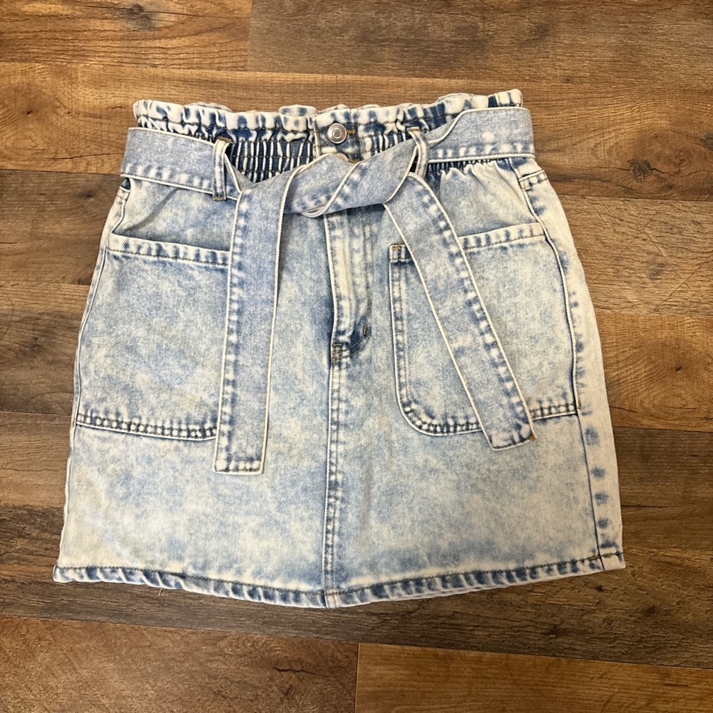 Denim Belted Skirt